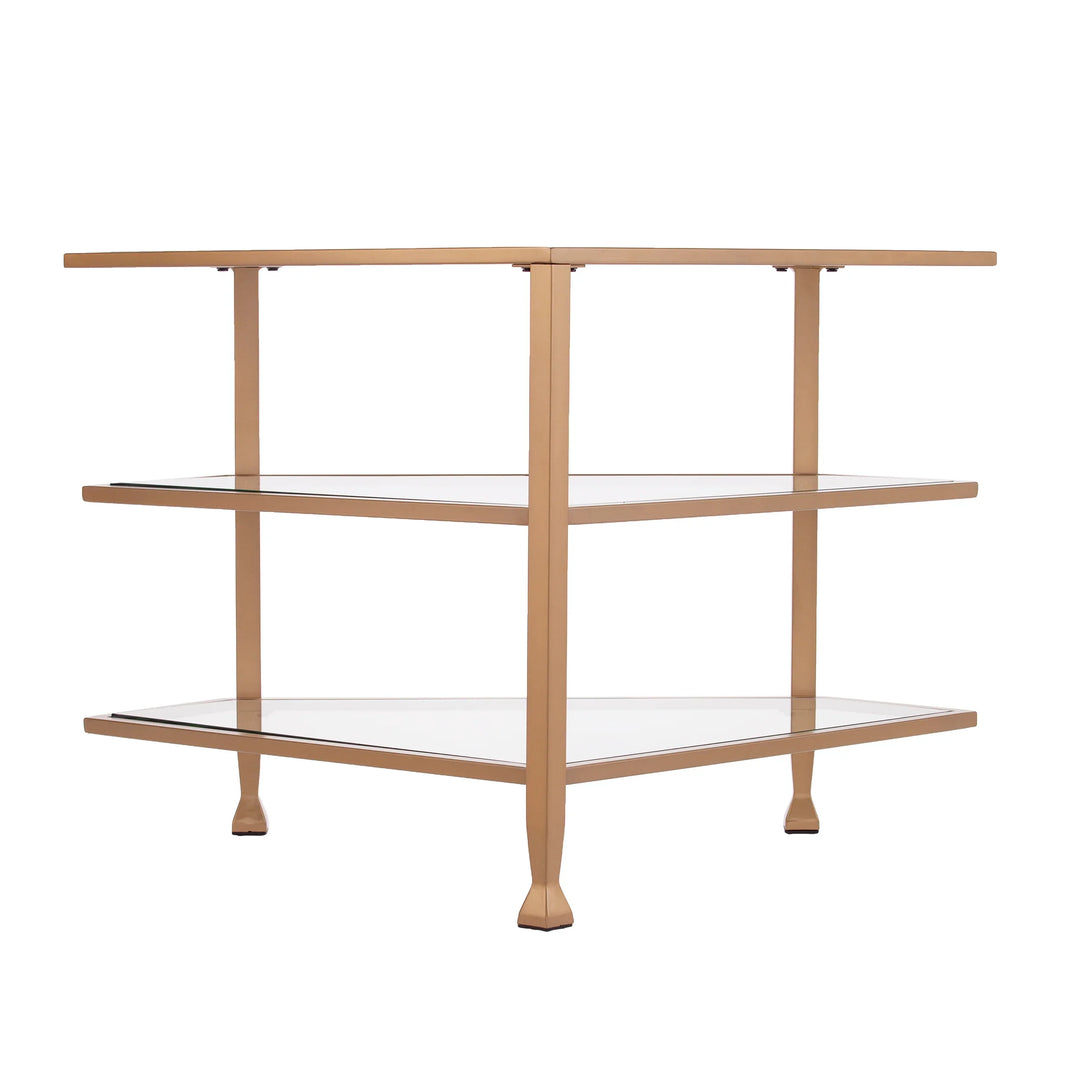 Jaymes Metal/Glass Corner TV Stand - Gold - AmericanHomeFurniture