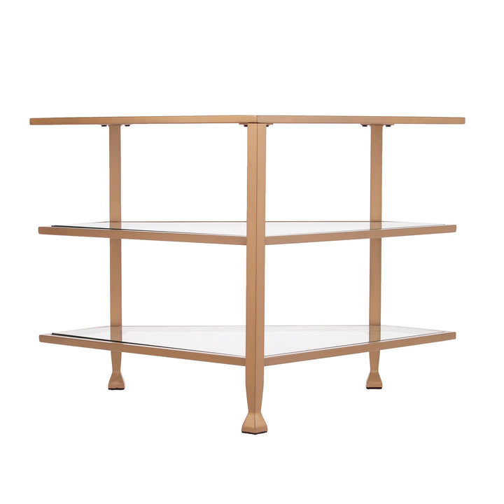 Jaymes Metal/Glass Corner TV Stand - Gold - AmericanHomeFurniture