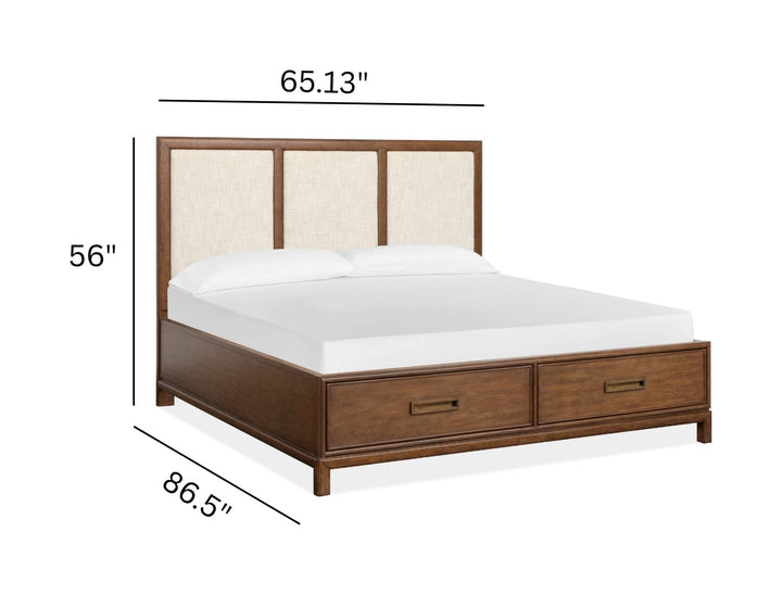 Ridgefield Russet Queen Upholstered Panel Storage Bed - B6436-55A
