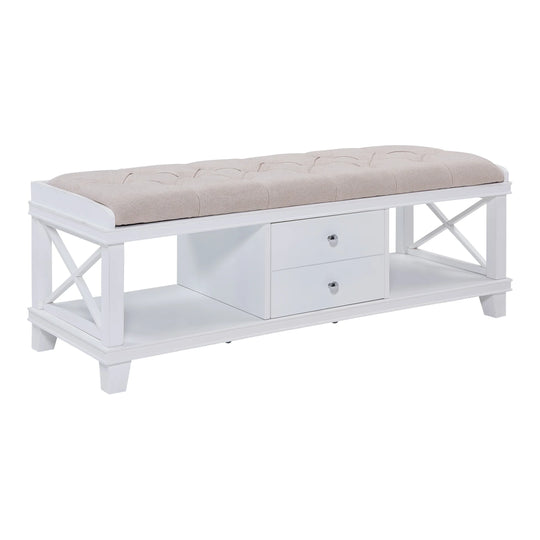 SEI Furniture Wyndcliff White Upholstered Storage Bench BENCHES