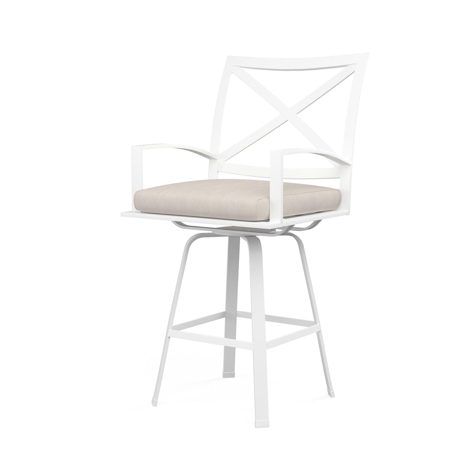 American Home Furniture | Sunset West - Bristol Swivel Barstool in Canvas Flax w/ Self Welt