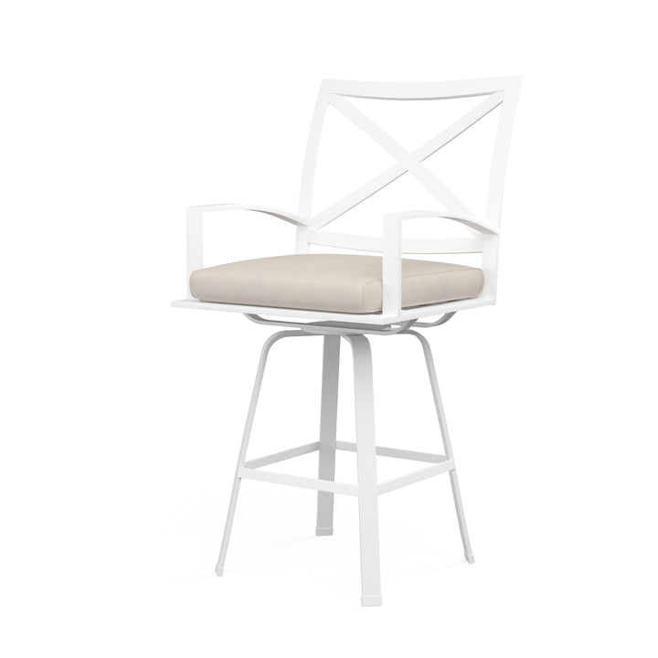 American Home Furniture | Sunset West - Bristol Swivel Counter Stool in Canvas Flax w/ Self Welt