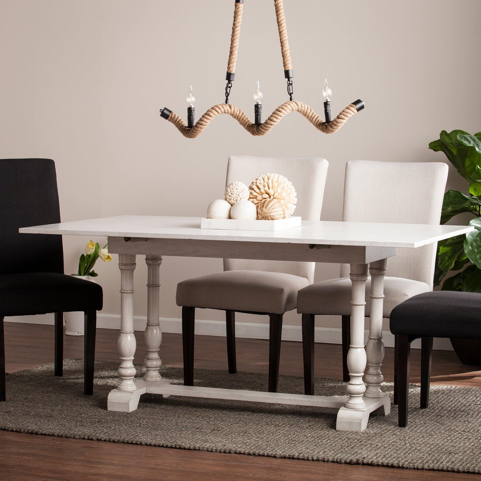 SEI Furniture Edenderry Farmhouse Folding Trestle Console to Dining Table DINING TABLES