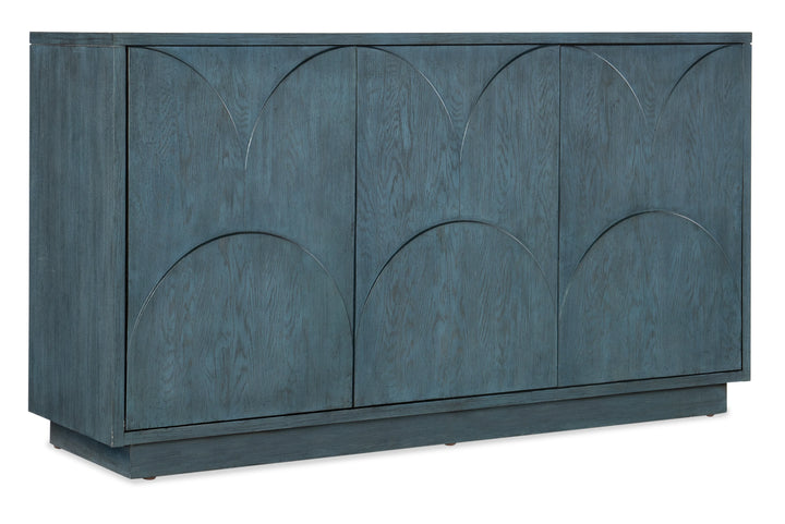 American Home Furniture Hooker Furniture Melange Round Valley Three Door Entertainment Credenza