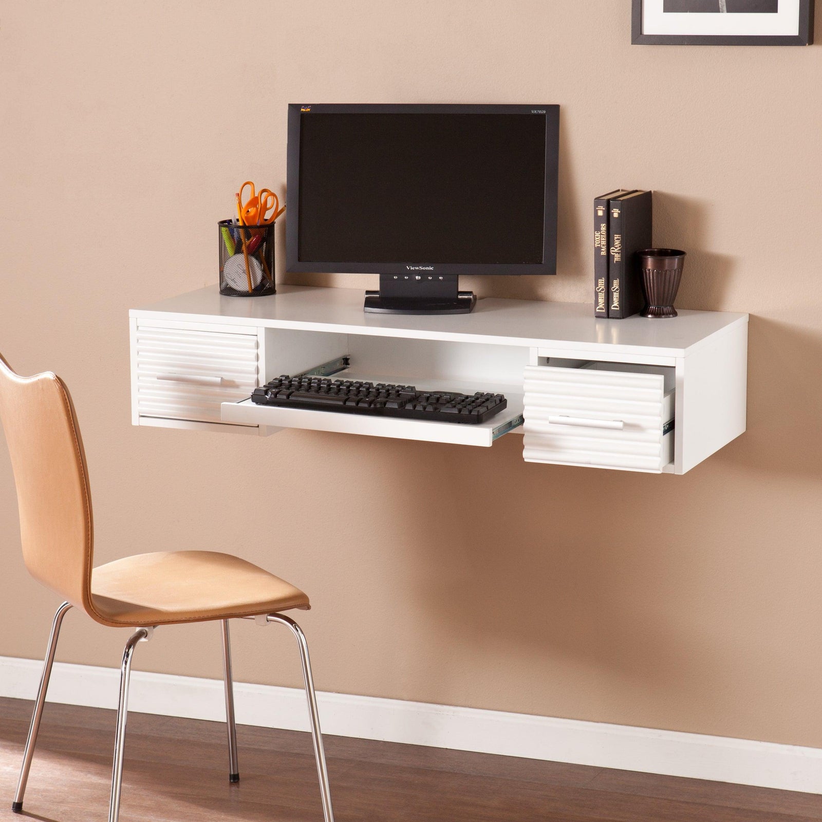 SEI Furniture Simon Wall Mount Desk - White DESKS