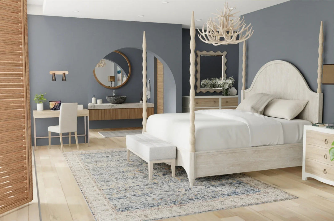 Rectangle/5' x 7'6"/Blue/Ivory