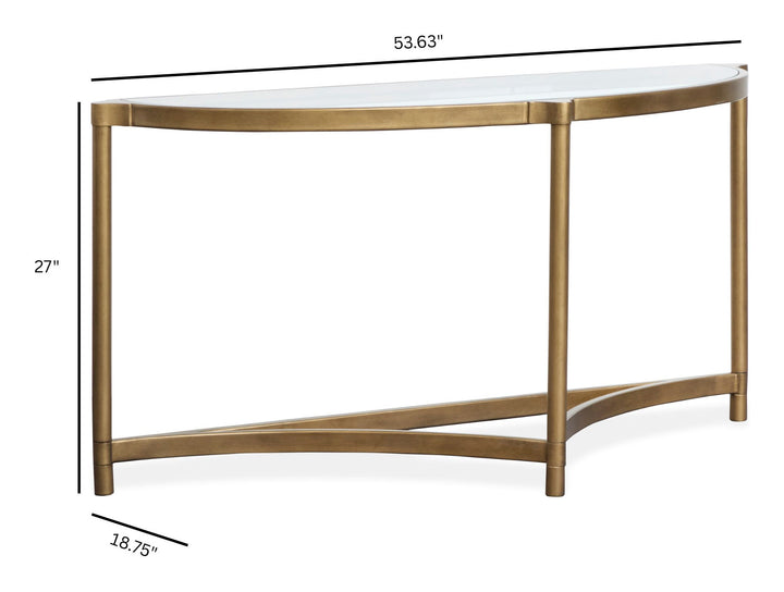 Cassidy Aged Brass And Volakas Classic Demilune Sofa Table - T6357-75