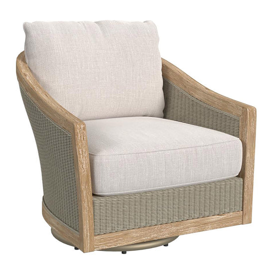 Cambria Swivel Club Chair in Canvas Canvas w/ Self Welt