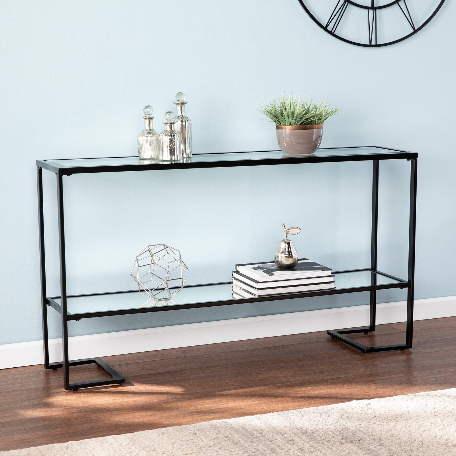 SEI Furniture Horten Glam Narrow Console Table - Black CONSOLE TABLES