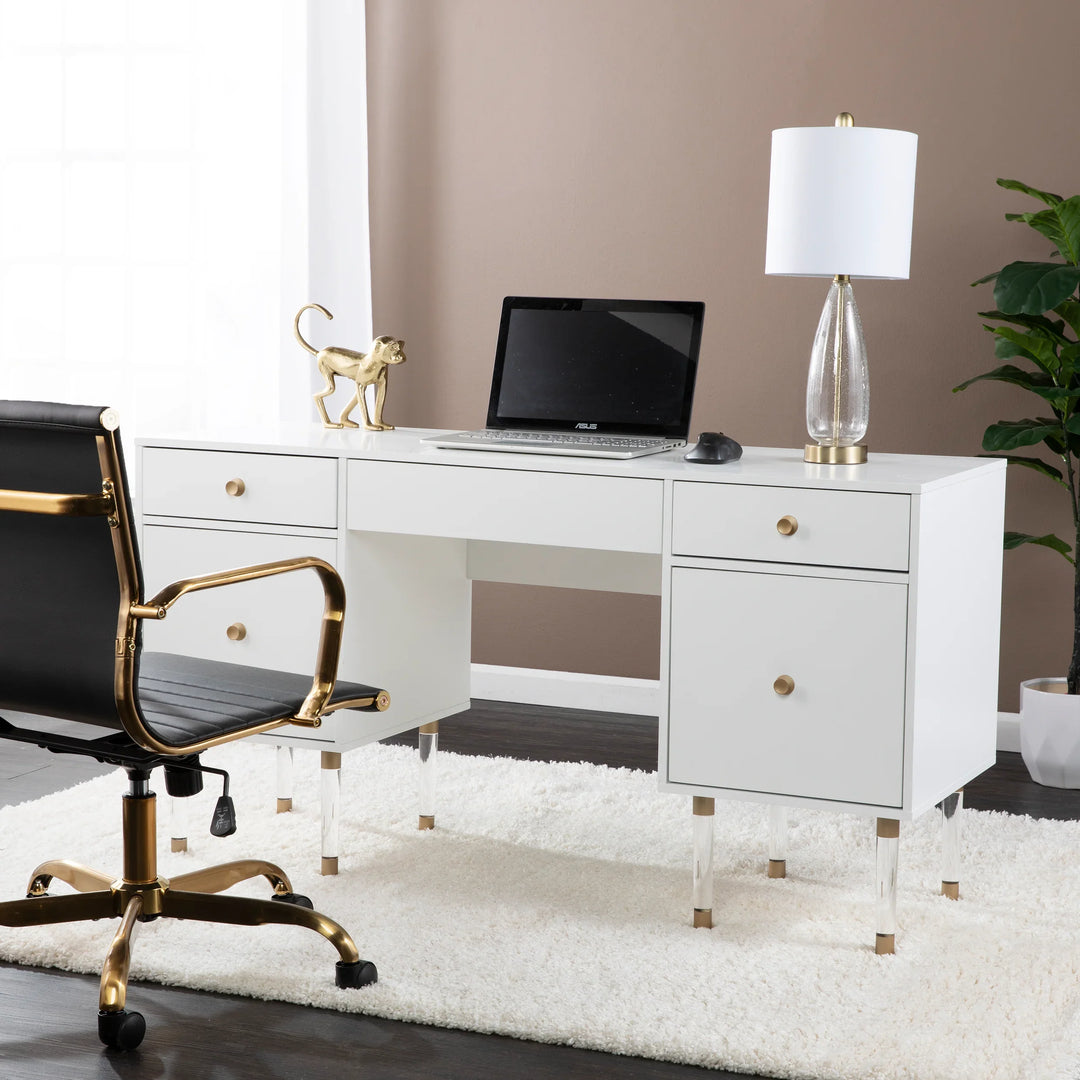 Holly & Martin Helston White Writing Desk - AmericanHomeFurniture