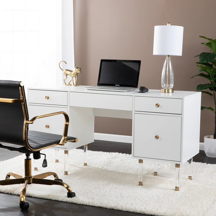Holly & Martin Helston White Writing Desk - AmericanHomeFurniture