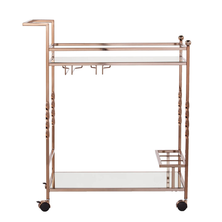 Ivers Metal Mirrored Bar Cart - Champagne - AmericanHomeFurniture