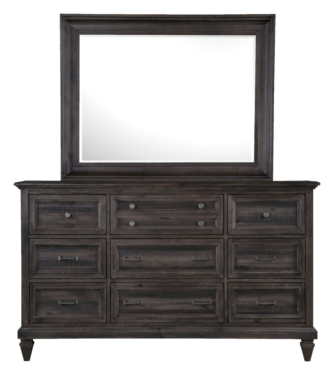 Calistoga Weathered Charcoal Drawer Dresser With Landscape Mirror - B2590-2040