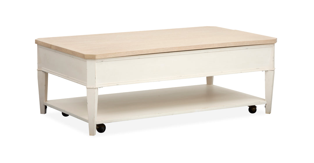 Echo Isles Sea Pearl And Driftwood Lift Top Storage Cocktail Table With Casters - T6310-50