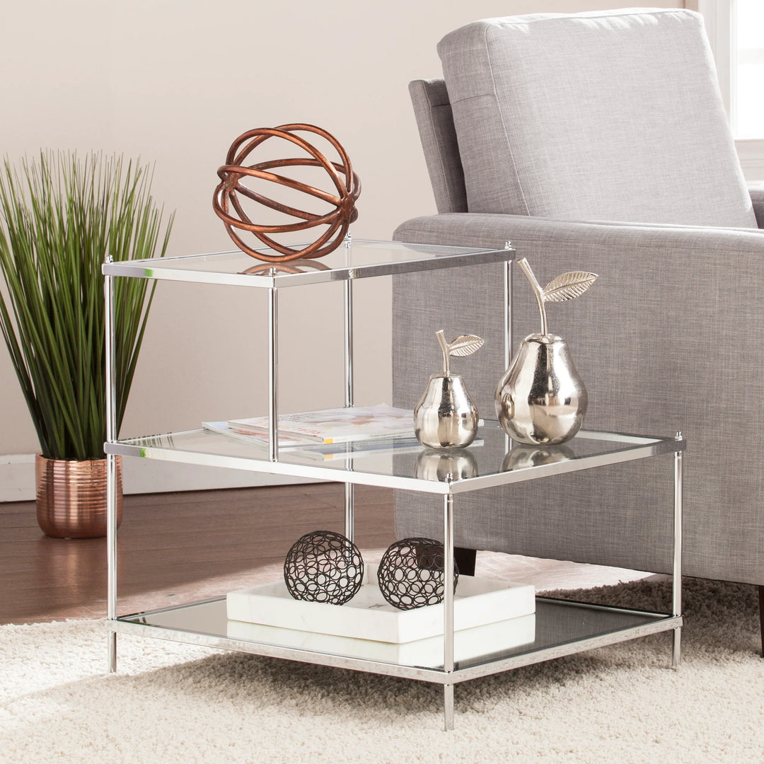 Knox Glam Mirrored Accent Table - Chrome - AmericanHomeFurniture