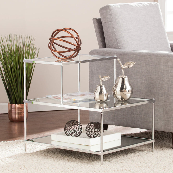 Knox Glam Mirrored Accent Table - Chrome - AmericanHomeFurniture
