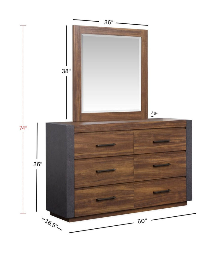 Jensen Tavern Brown Double Drawer Dresser With Paper Mirror - B6306-2248