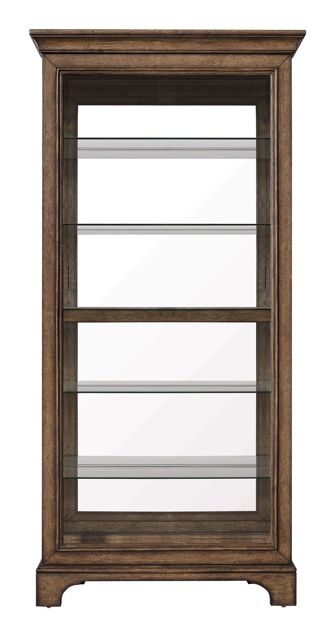 Accents Rich Brown Soft Chestnut Glass Shelves And Led Light Sliding Door Curio - P021768