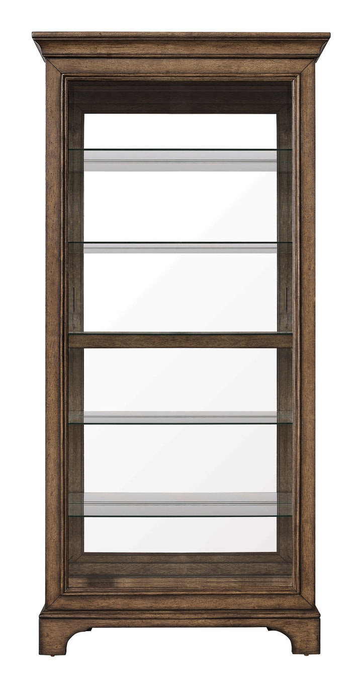 Accents Rich Brown Soft Chestnut Glass Shelves And Led Light Sliding Door Curio - P021768
