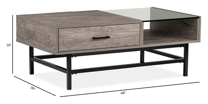 Fenwick Whitetail Brown And Smoke Glass Rectangular Lift Top Cocktail Table - T5962-51