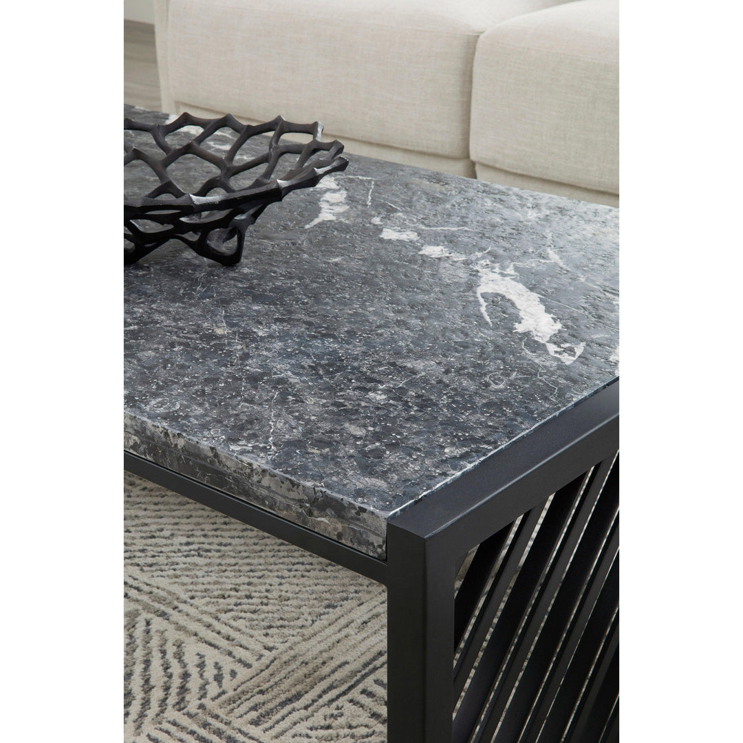 Modern Industrial Stone Top Cocktail Table - AmericanHomeFurniture