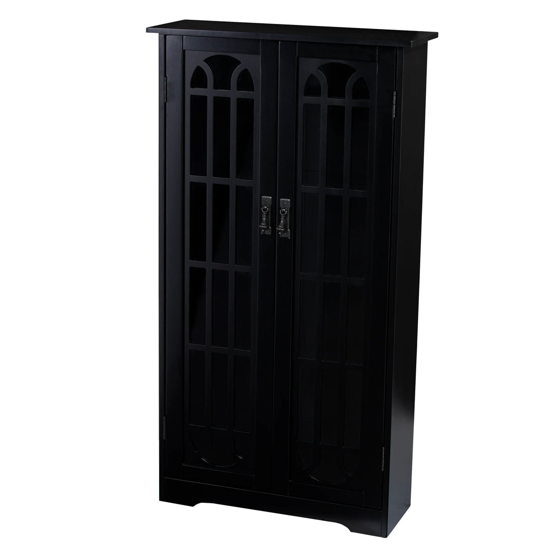 Window Pane Media Cabinet - Black - AmericanHomeFurniture