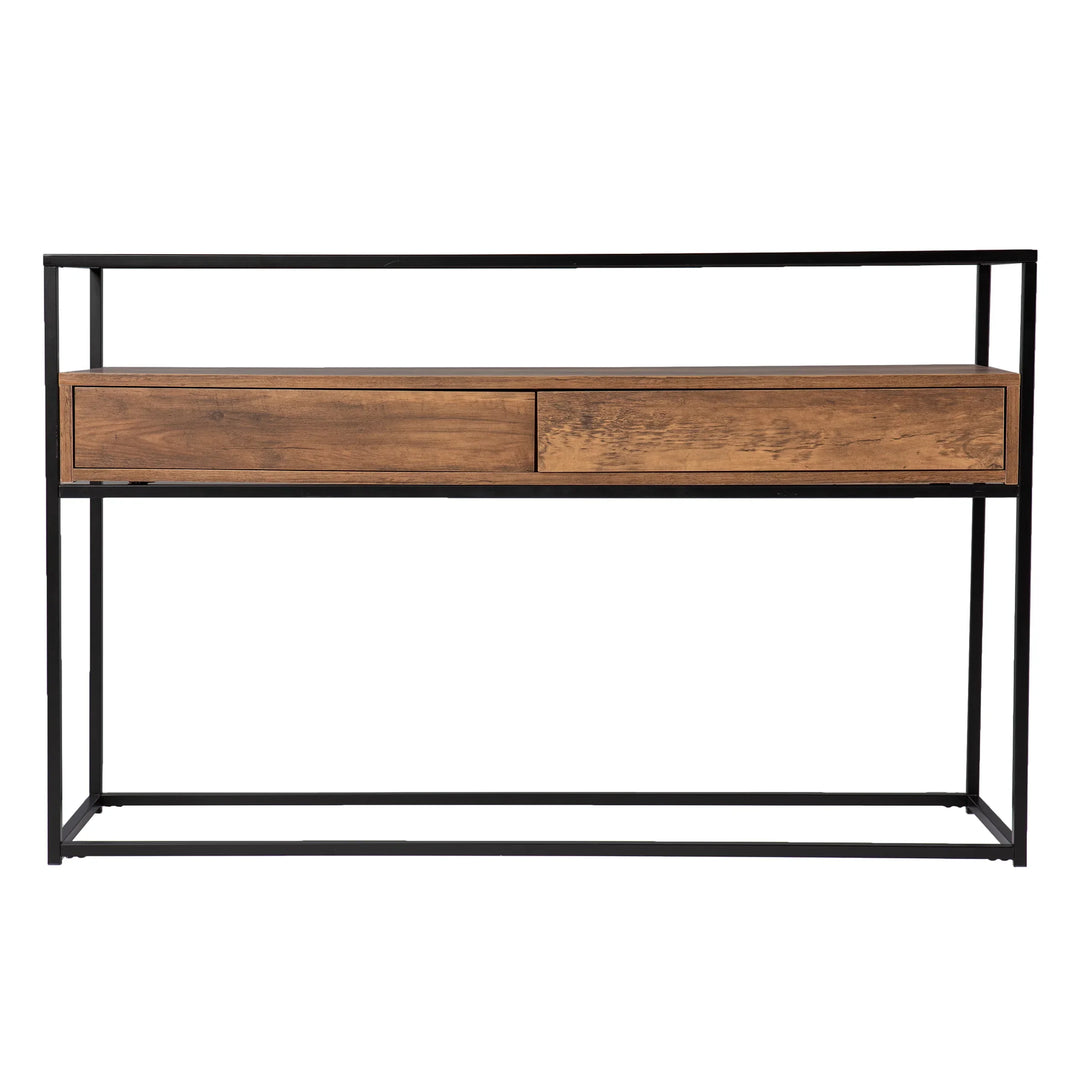 Olivern Glass-Top Console Table w/ Storage - AmericanHomeFurniture