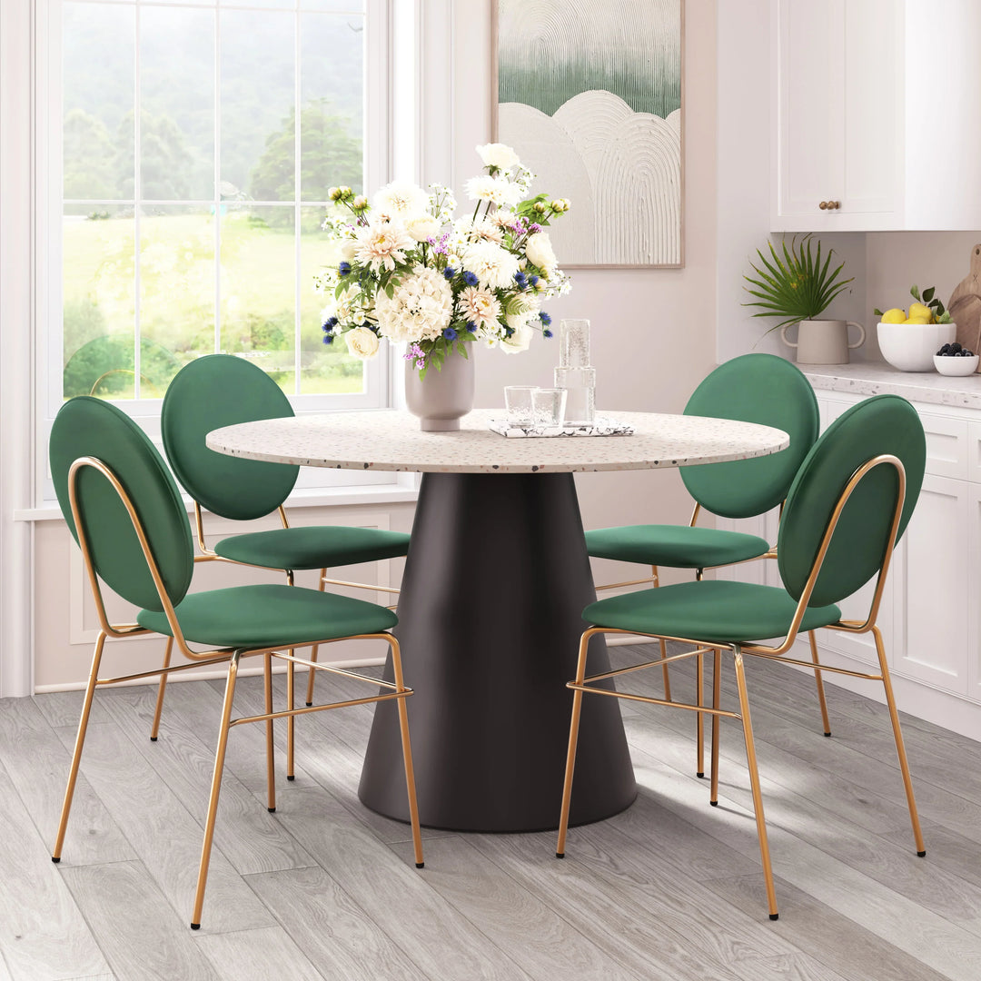 Jorf Dining Table Beige & Bronze - AmericanHomeFurniture