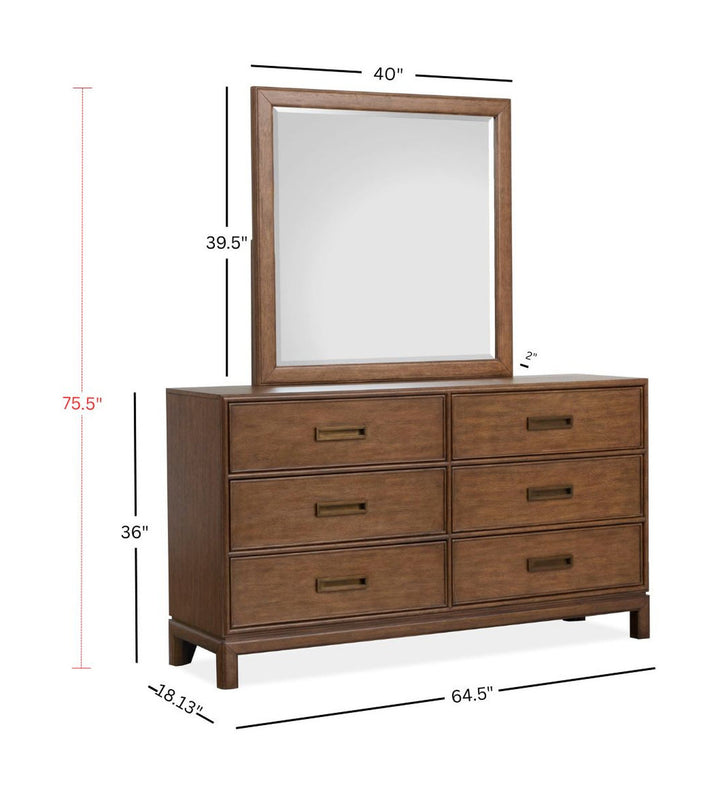 Ridgefield Russet Double Drawer Dresser With Landscape Mirror - B6436-2240