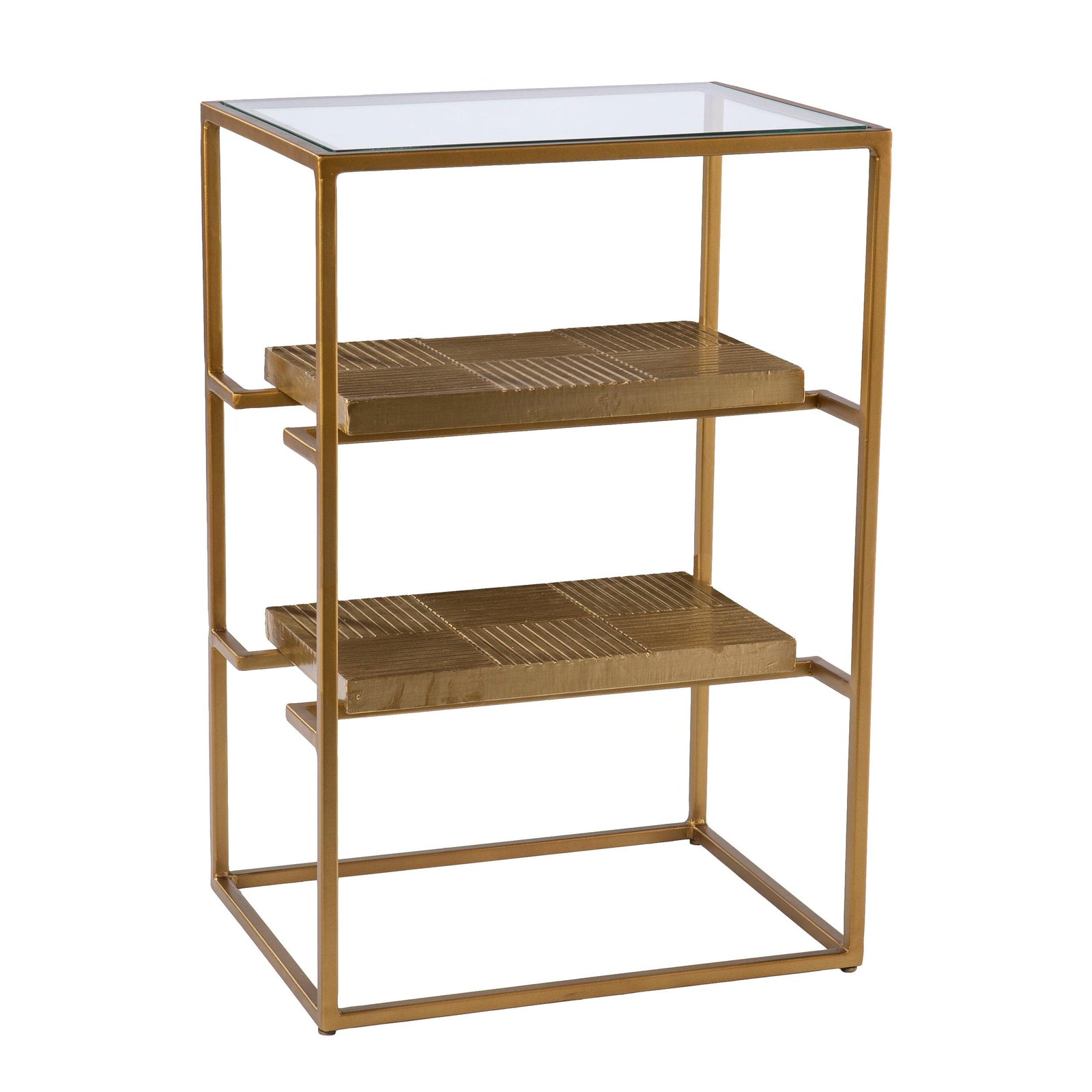 SEI Furniture Penketh Glass-Top End Table w/ Storage ACCENT TABLES