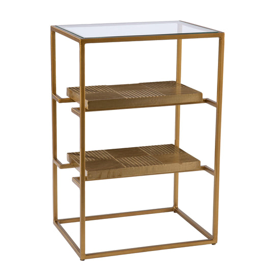 SEI Furniture Penketh Glass-Top End Table w/ Storage ACCENT TABLES