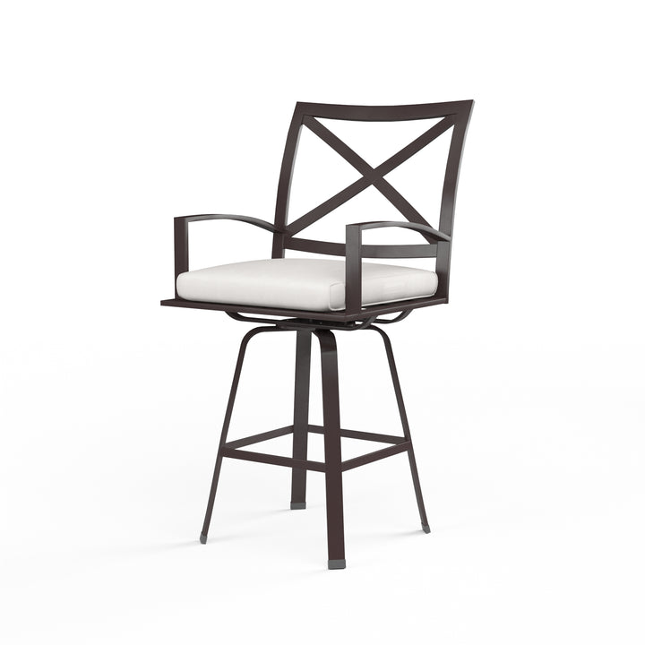 American Home Furniture | Sunset West - La Jolla Swivel Barstool in Canvas Flax w/ Self Welt