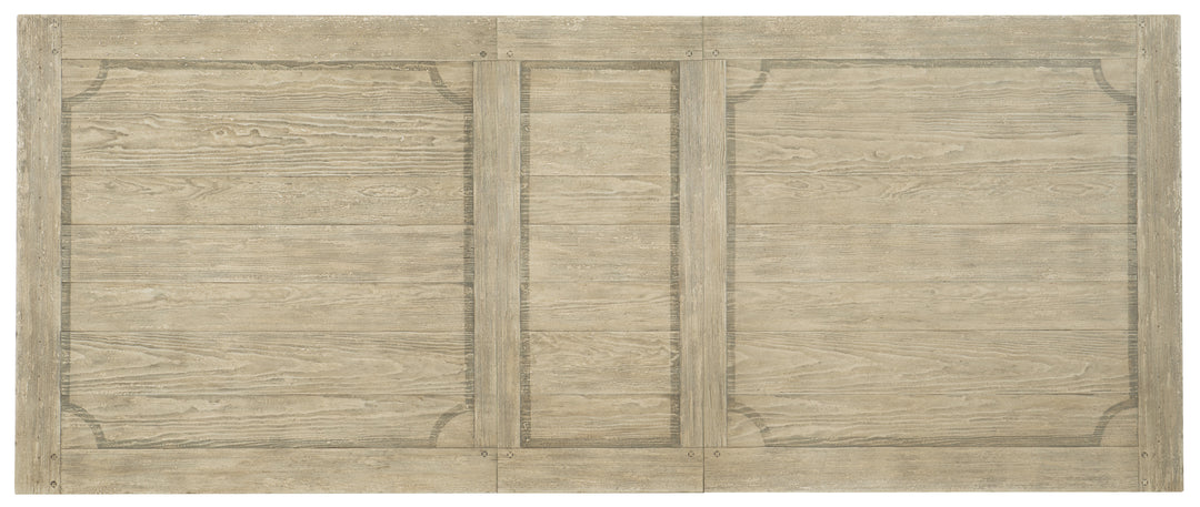 American Home Furniture Hooker Furniture Ciao Bella 84in Trestle Table with 2-18in Leaves-Flaky White/Black