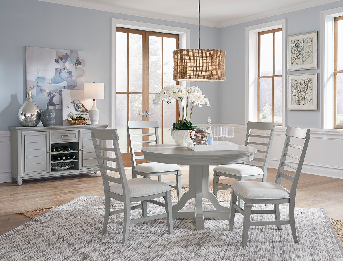 Charleston Harbor Gray Grey Extendable 48" Round Dining Table - D5611-22GY