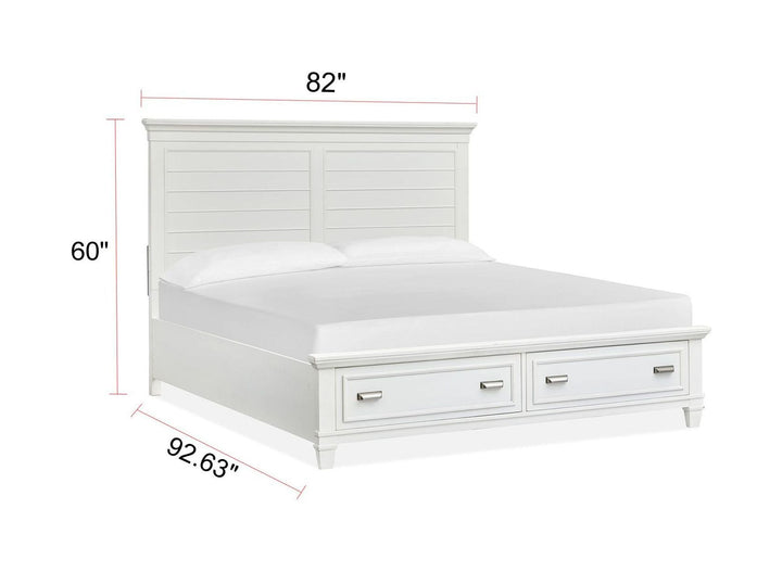 Charleston White Dove California King White Panel Storage Bed - B5611-75WH