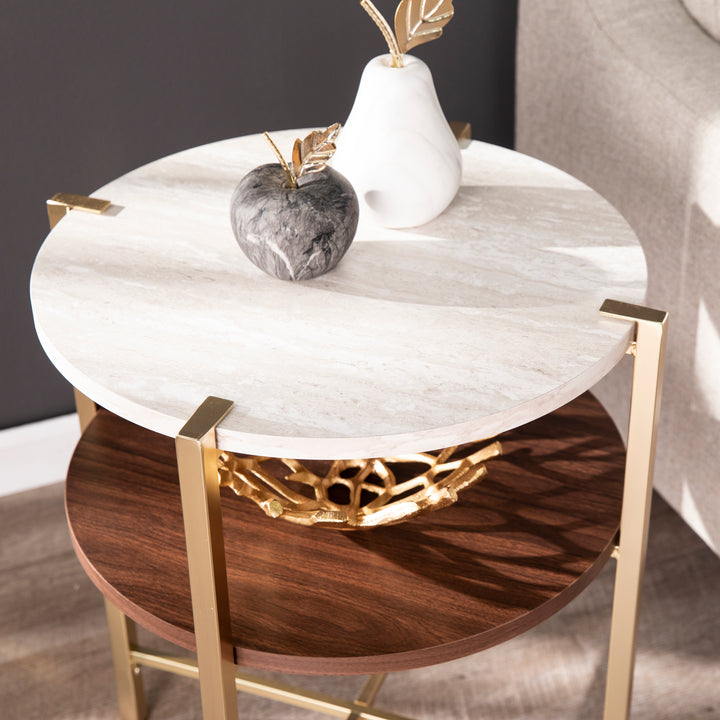 American Home Furniture | SEI Furniture - Ardmillan Round End Table w/ Faux Marble Top