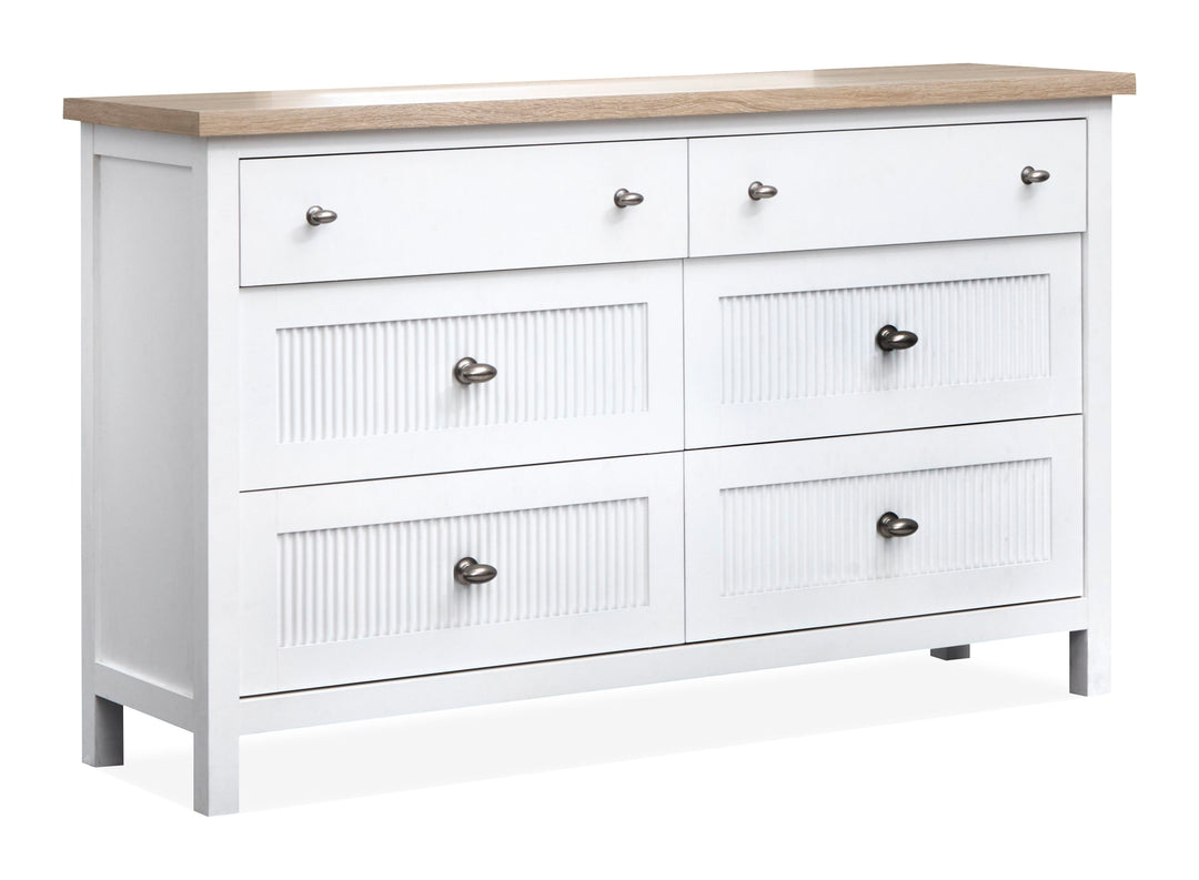 Windmill Harbour White Whisp And Sand Double Drawer Dresser With Portrait Mirror - B6313-2242