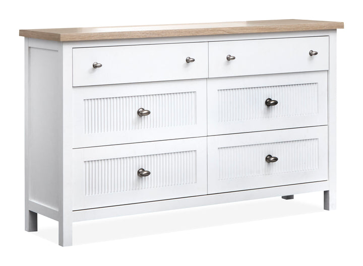 Windmill Harbour White Whisp And Sand Double Drawer Dresser With Portrait Mirror - B6313-2242