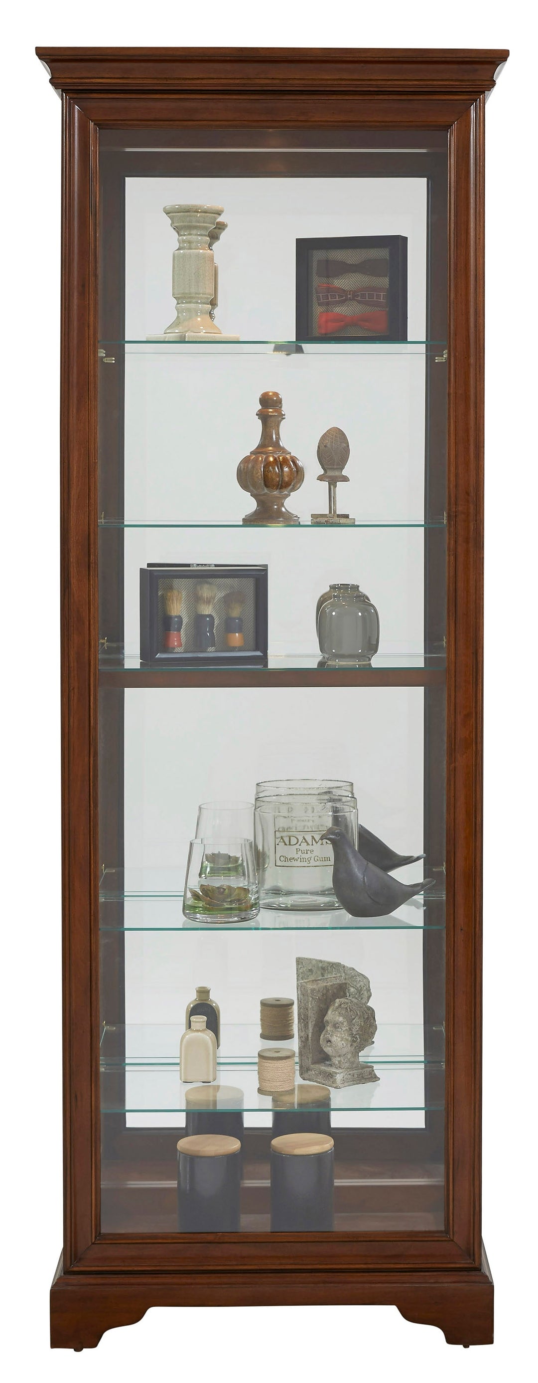 Curios Oak Brown Mirrored 5 Shelf Gallery Curio Cabinet - 21308