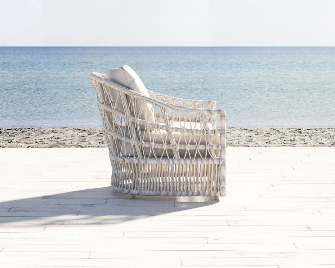 Dana Rope Club Chair in Canvas Skyline w/ Self Welt
