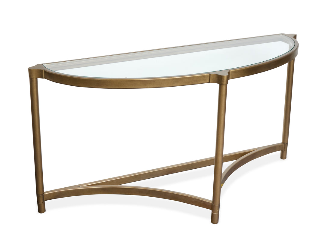 Cassidy Aged Brass And Volakas Classic Demilune Sofa Table - T6357-75