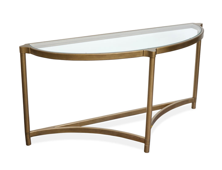 Cassidy Aged Brass And Volakas Classic Demilune Sofa Table - T6357-75