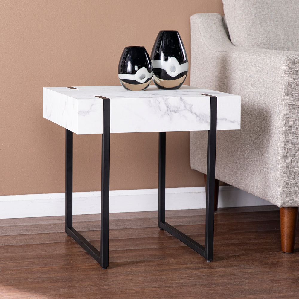 American Home Furniture | SEI Furniture - Rangley Modern Faux Marble End Table
