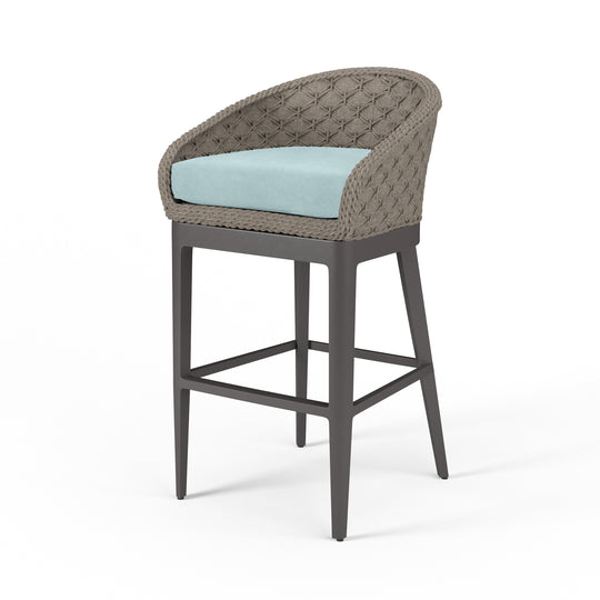 Marbella Barstool in Dupione Celeste, No Welt