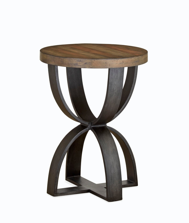 Bowden Rustic Honey And Distressed Iron Round Accent Table - T4635-35