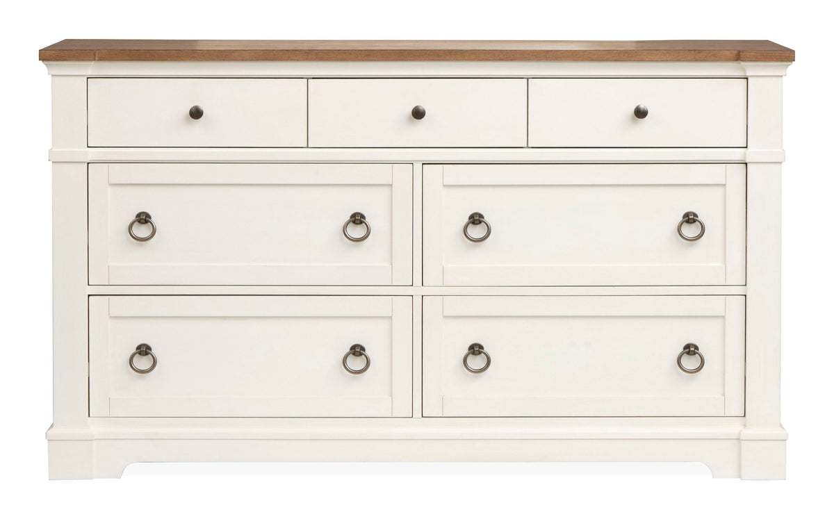 Kingston Whisper White And Cerused Nutmeg Drawer Dresser - B6407-20