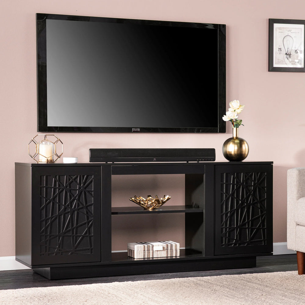 Delgrave Media Console w/ Storage - Black - AmericanHomeFurniture