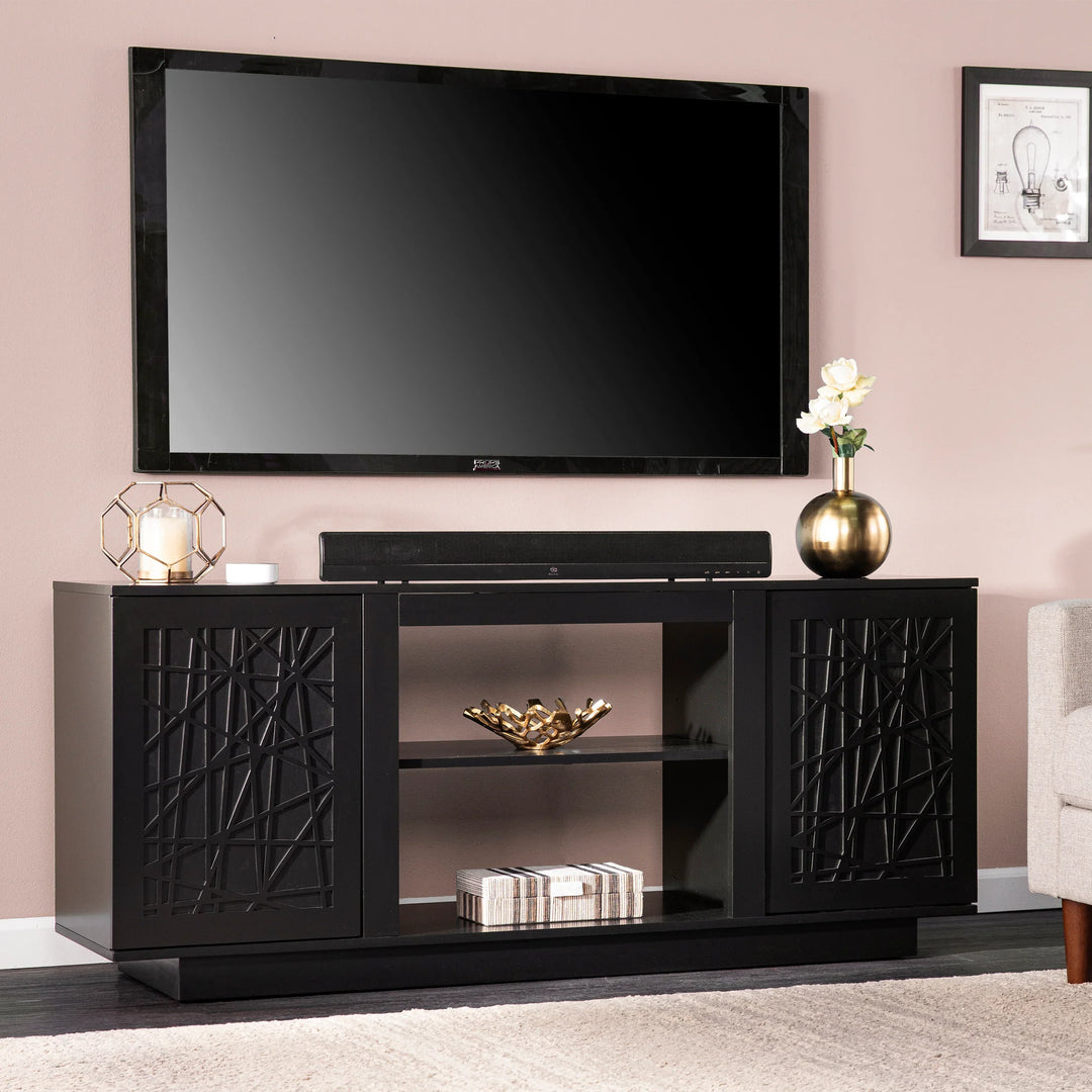 Delgrave Media Console w/ Storage - Black - AmericanHomeFurniture