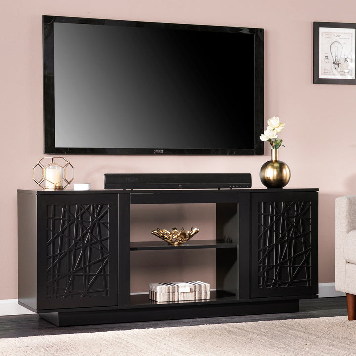 Delgrave Media Console w/ Storage - Black - AmericanHomeFurniture