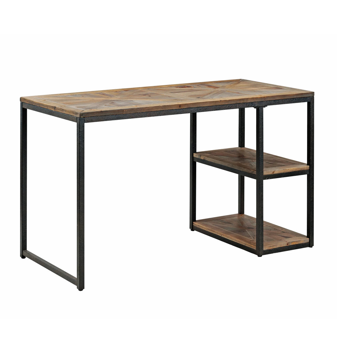 Garviston Reclaimed Wood Writing Desk - Industrial Style - Rustic Black w/ Distressed Fir - AmericanHomeFurniture